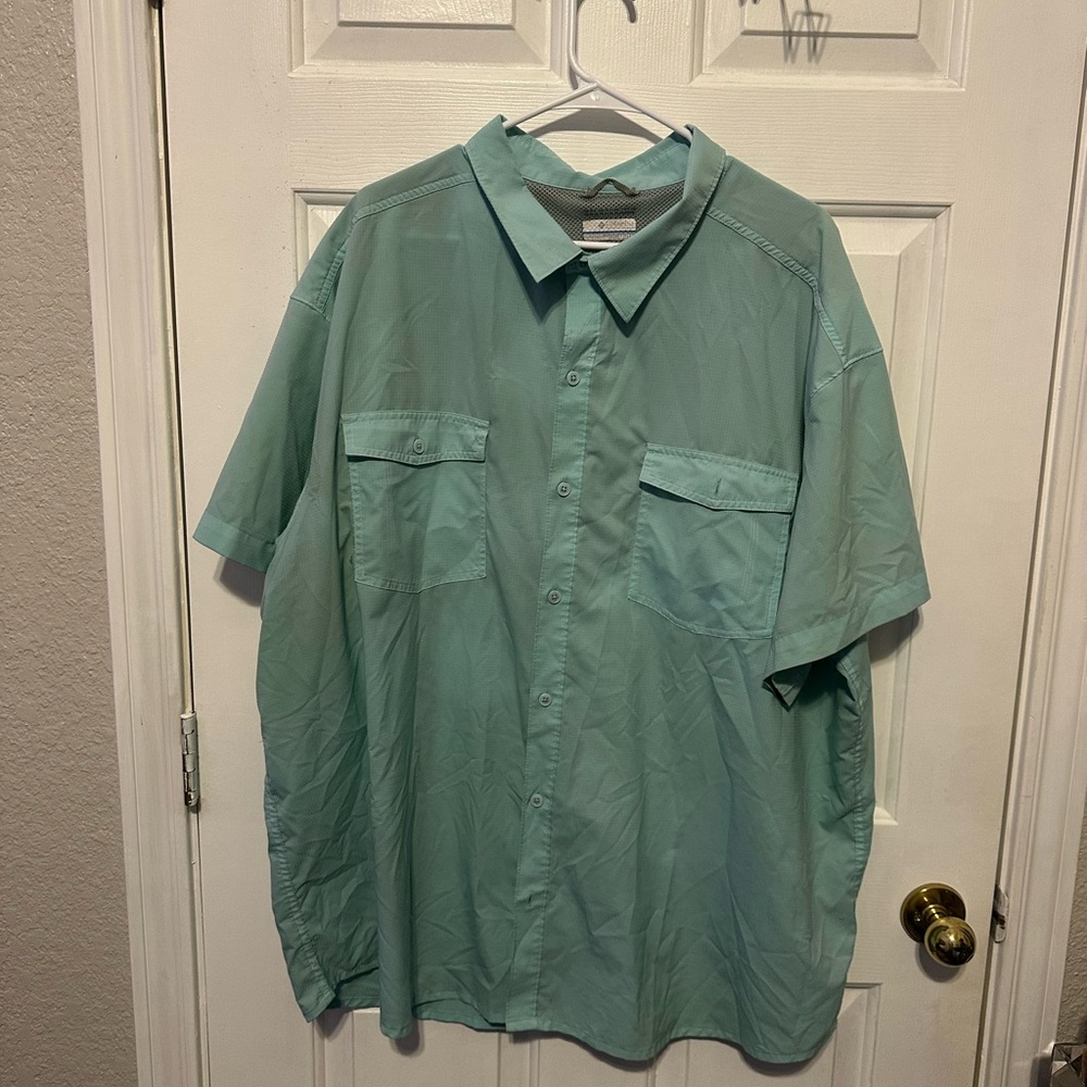 Columbia Light Green Short Sleeve Shirt 4XL